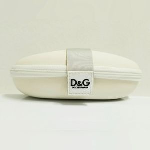 D&G Dolce & Gabbana Vintage Zip Around Clamshell Eyewear Case in Off White
